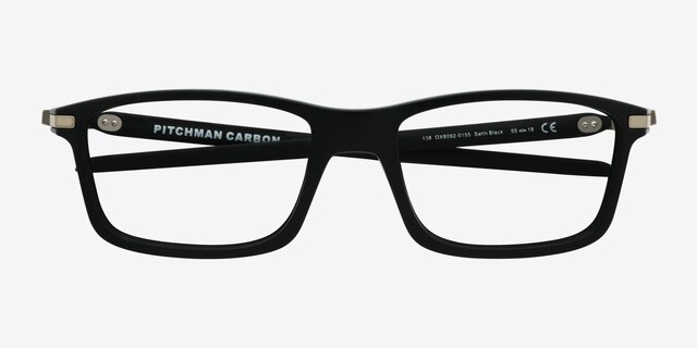 Oakley Pitchman Carbon Black PlasticEyeglass Frames from EyeBuyDirect, Closed View