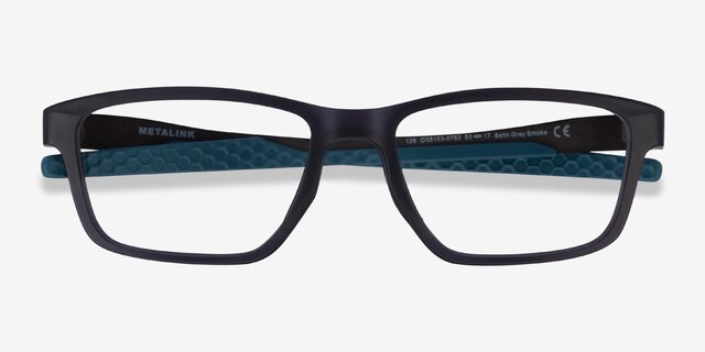 Oakley Metalink Satin Gray Smoke PlasticEyeglass Frames from EyeBuyDirect, Closed View