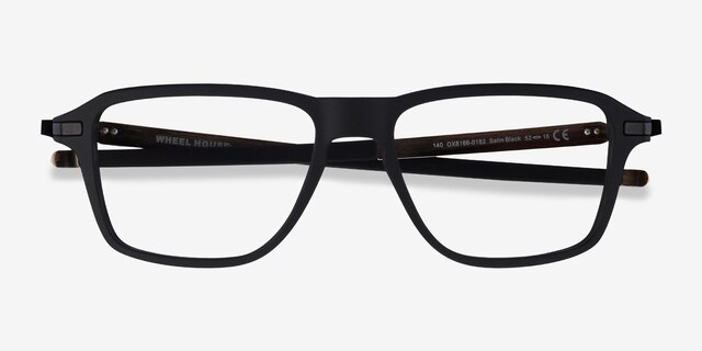 Oakley Wheel House Satin Black PlastiqueMontures de lunettes de vue d'EyeBuyDirect, Vue Rapprochée