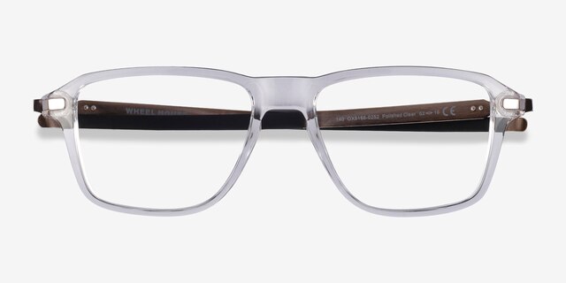 Oakley Wheel House Polished Clear PlasticEyeglass Frames from EyeBuyDirect, Closed View