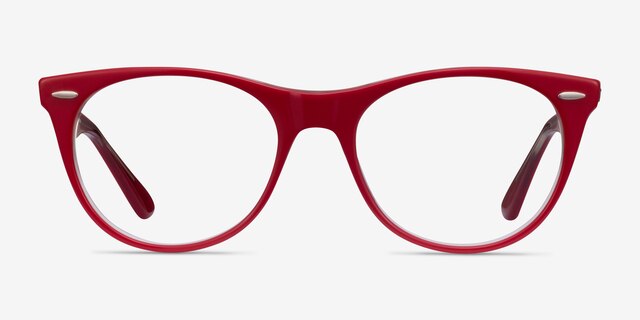 Ray-Ban RB2185V Red Transparent AcetateEyeglass Frames from EyeBuyDirect, Front View