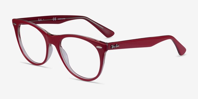 Ray-Ban RB2185V Red Transparent AcetateEyeglass Frames from EyeBuyDirect, Angle View