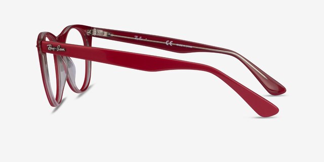 Ray-Ban RB2185V Red Transparent AcetateEyeglass Frames from EyeBuyDirect, Side View