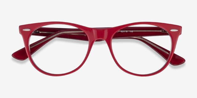 Ray-Ban RB2185V Red Transparent AcetateEyeglass Frames from EyeBuyDirect, Closed View