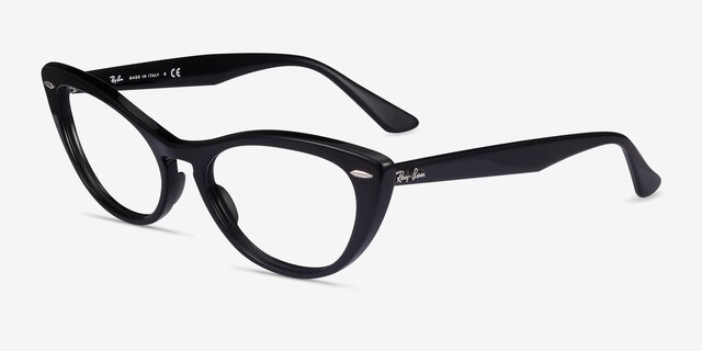 Ray-Ban Nina Black AcetateEyeglass Frames from EyeBuyDirect, Angle View