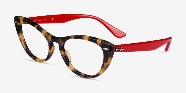 Ray-Ban Nina Tortoise Red AcétateMontures de lunettes de vue d'EyeBuyDirect, Vue d'Angle
