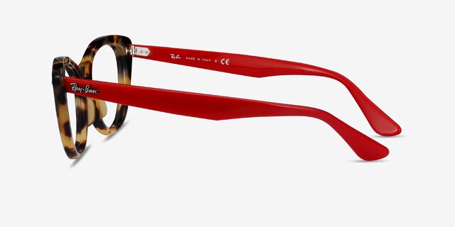 Ray-Ban Nina Tortoise Red AcétateMontures de lunettes de vue d'EyeBuyDirect, Vue de Côté