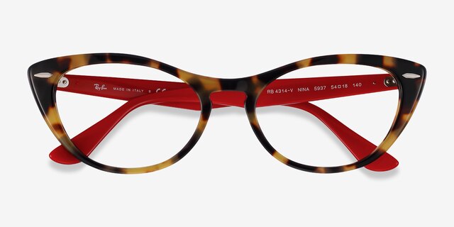Ray-Ban Nina Tortoise Red AcétateMontures de lunettes de vue d'EyeBuyDirect, Vue Rapprochée