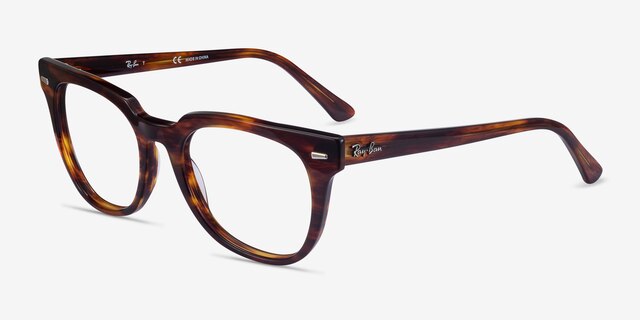 Ray-Ban Meteor Striped Tortoise AcetateEyeglass Frames from EyeBuyDirect, Angle View