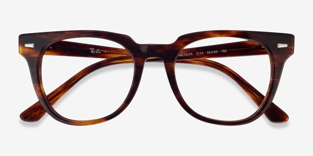 Ray-Ban Meteor Striped Tortoise AcetateEyeglass Frames from EyeBuyDirect, Closed View