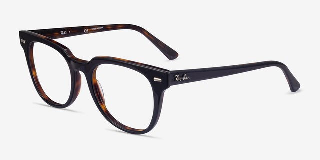 Ray-Ban Meteor Black Tortoise AcétateMontures de lunettes de vue d'EyeBuyDirect, Vue d'Angle