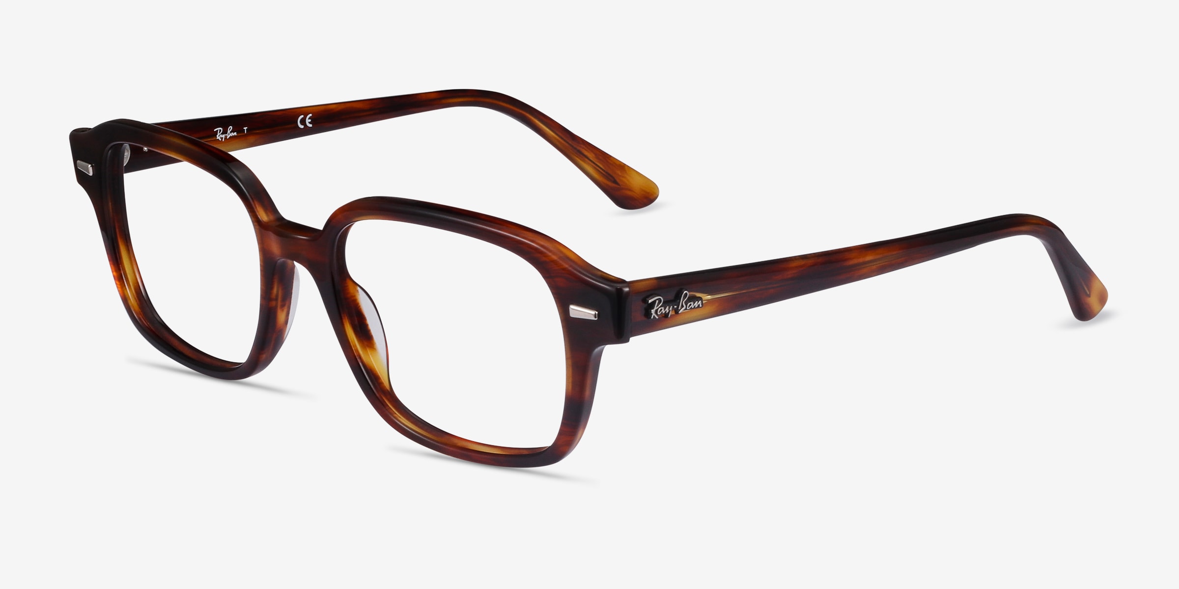 Ray-Ban RB5382 - Square Striped Havana Frame Eyeglasses  display picture 3