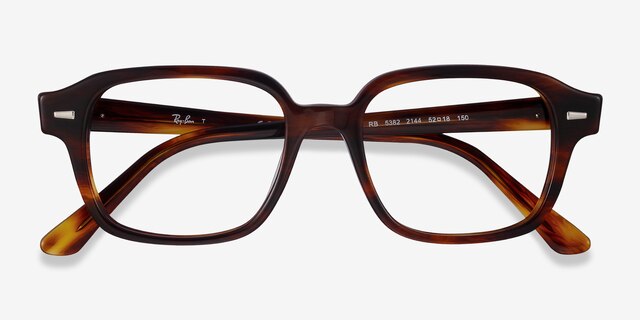 Ray-Ban RB5382 Striped Havana AcetateEyeglass Frames from EyeBuyDirect, Closed View