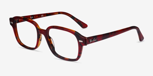 Ray-Ban RB5382 Red Havana AcetateEyeglass Frames from EyeBuyDirect, Angle View