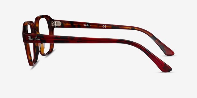 Ray-Ban RB5382 Red Havana AcetateEyeglass Frames from EyeBuyDirect, Side View