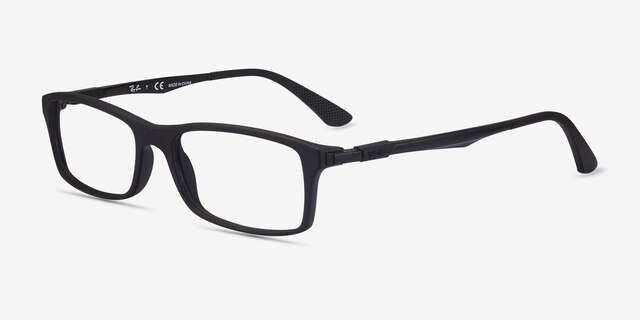 Ray-Ban RB7017 Black PlasticEyeglass Frames from EyeBuyDirect, Angle View