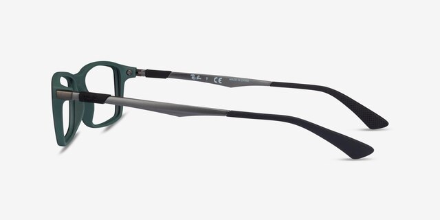 Ray-Ban RB7017 Black Green Gunmetal PlasticEyeglass Frames from EyeBuyDirect, Side View
