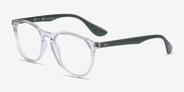 Ray-Ban RB7046 Clear Green PlasticEyeglass Frames from EyeBuyDirect, Angle View