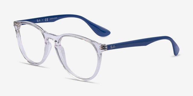 Ray-Ban RB7046 Clear Blue PlasticEyeglass Frames from EyeBuyDirect, Angle View