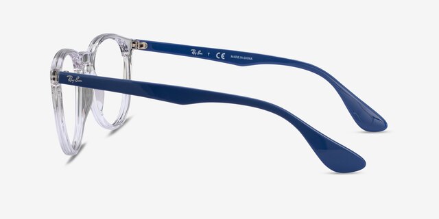 Ray-Ban RB7046 Clear Blue PlasticEyeglass Frames from EyeBuyDirect, Side View
