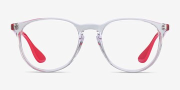 Ray-Ban RB7046 - Round Clear Red Frame Glasses For Women | Eyebuydirect
