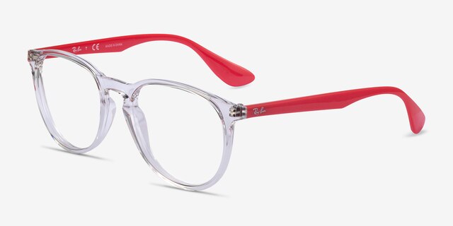Ray-Ban RB7046 Clear Red PlasticEyeglass Frames from EyeBuyDirect, Angle View