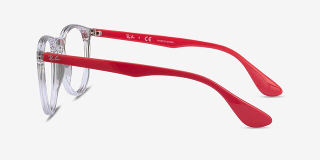 Ray-Ban RB7046 Clear Red PlasticEyeglass Frames from EyeBuyDirect, Side View