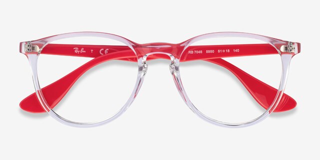 Ray-Ban RB7046 Clear Red PlasticEyeglass Frames from EyeBuyDirect, Closed View