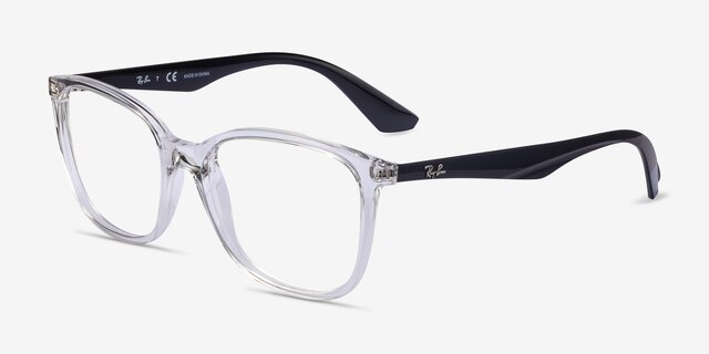 Ray-Ban RB7066 Clear Black PlasticEyeglass Frames from EyeBuyDirect, Angle View