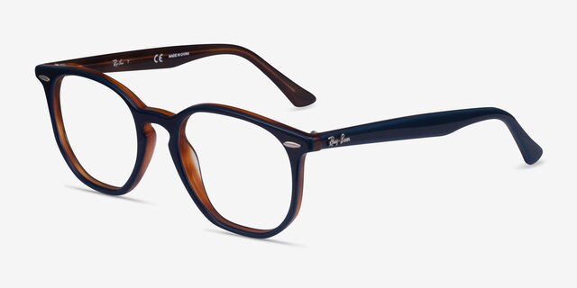 Ray-Ban RB7151 Blue Tortoise AcetateEyeglass Frames from EyeBuyDirect, Angle View