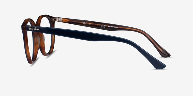 Ray-Ban RB7151 Blue Tortoise AcetateEyeglass Frames from EyeBuyDirect, Side View