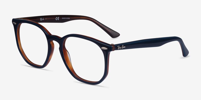 Ray-Ban RB7151 Blue Tortoise AcetateEyeglass Frames from EyeBuyDirect, Angle View