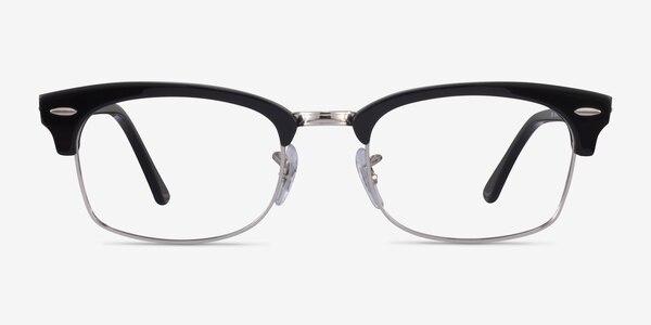 Ray-Ban Clubmaster Square Black & Silver Acetate Eyeglass Frames