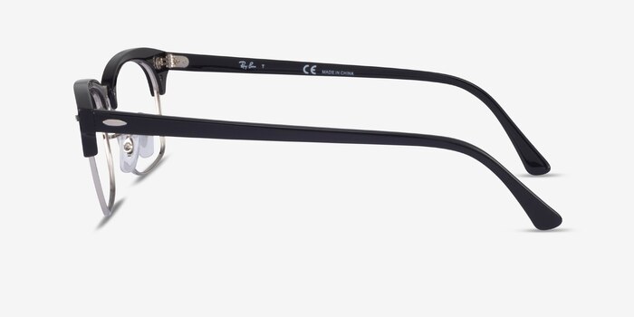 Ray-Ban Clubmaster Square Black & Silver Acetate Eyeglass Frames from EyeBuyDirect
