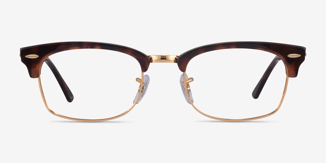 Ray-Ban Clubmaster Square Tortoise & Gold AcetateEyeglass Frames from EyeBuyDirect, Front View