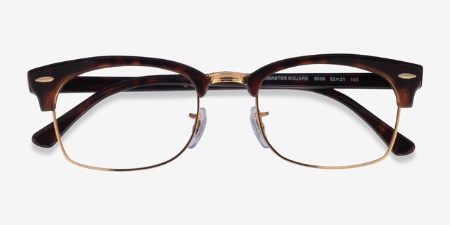 Ray-Ban Clubmaster Square Tortoise & Gold AcetateEyeglass Frames from EyeBuyDirect, Closed View