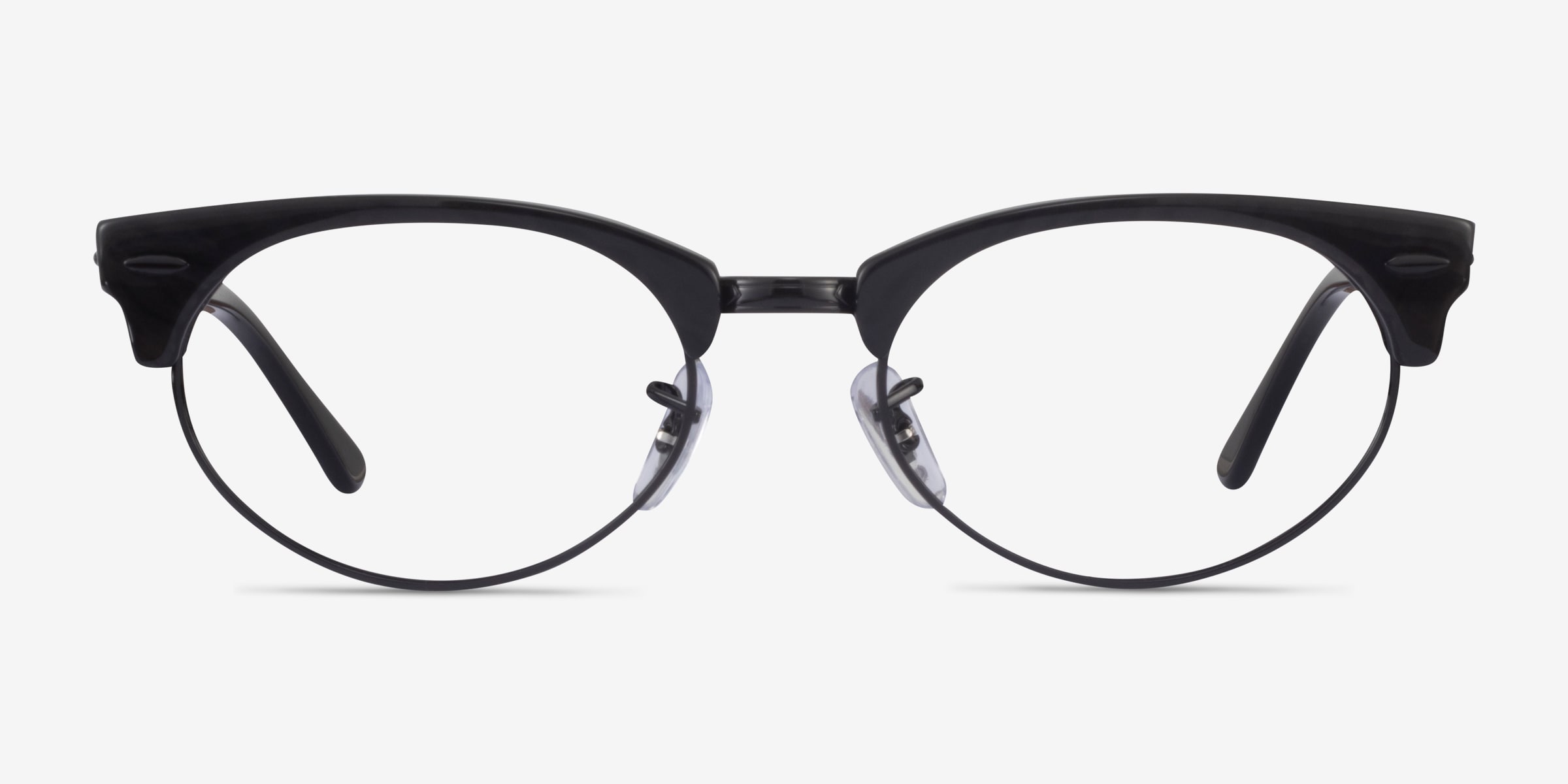 Ray-Ban Clubmaster Oval - Browline Black Striped Frame Eyeglasses