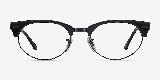 Ray-Ban Clubmaster Oval Black Striped Acetate Eyeglass Frames