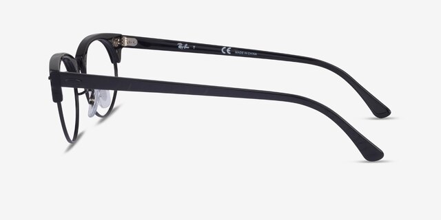 Ray-Ban Clubmaster Oval Black Striped AcetateEyeglass Frames from EyeBuyDirect, Side View