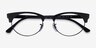 Ray-Ban Clubmaster Oval Black Striped AcetateEyeglass Frames from EyeBuyDirect, Closed View