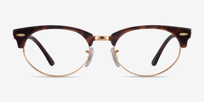Ray-Ban Clubmaster Oval Tortoise & Gold Acetate Eyeglass Frames from EyeBuyDirect