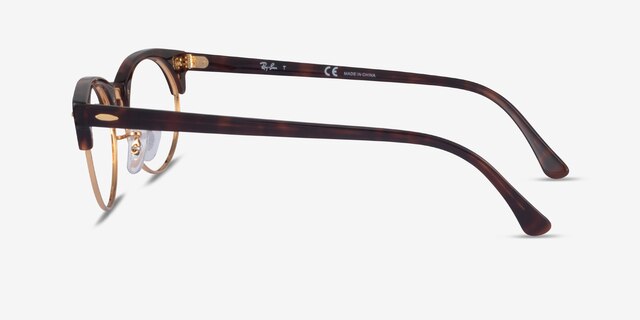 Ray-Ban Clubmaster Oval Tortoise & Gold AcétateMontures de lunettes de vue d'EyeBuyDirect, Vue de Côté
