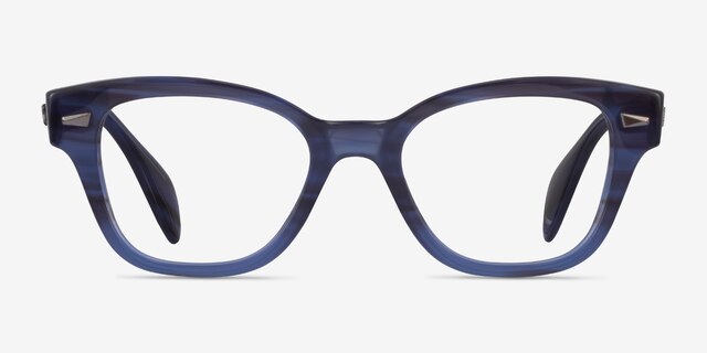 Ray-Ban RB0880 Blue Striped AcetateEyeglass Frames from EyeBuyDirect, Front View