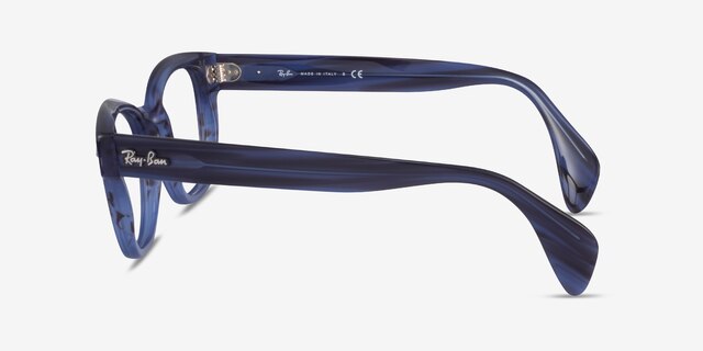 Ray-Ban RB0880 Blue Striped AcetateEyeglass Frames from EyeBuyDirect, Side View