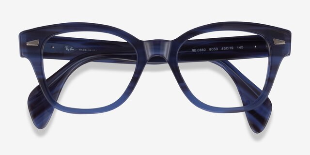 Ray-Ban RB0880 Blue Striped AcetateEyeglass Frames from EyeBuyDirect, Closed View