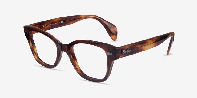 Ray-Ban RB0880 Brown Striped AcetateEyeglass Frames from EyeBuyDirect, Angle View