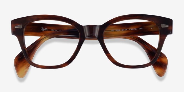 Ray-Ban RB0880 Brown Striped AcetateEyeglass Frames from EyeBuyDirect, Closed View