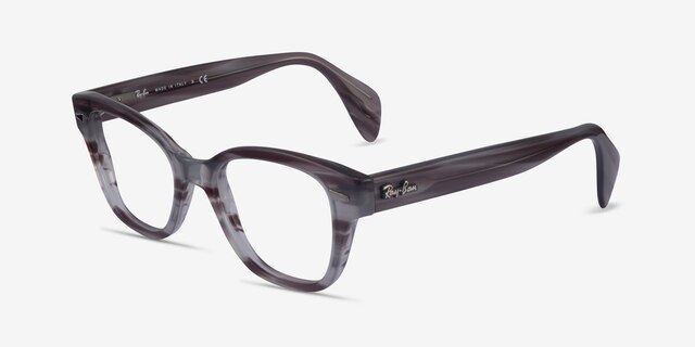 Ray-Ban RB0880 Gray Striped AcetateEyeglass Frames from EyeBuyDirect, Angle View