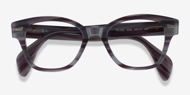 Ray-Ban RB0880 Gray Striped AcetateEyeglass Frames from EyeBuyDirect, Closed View