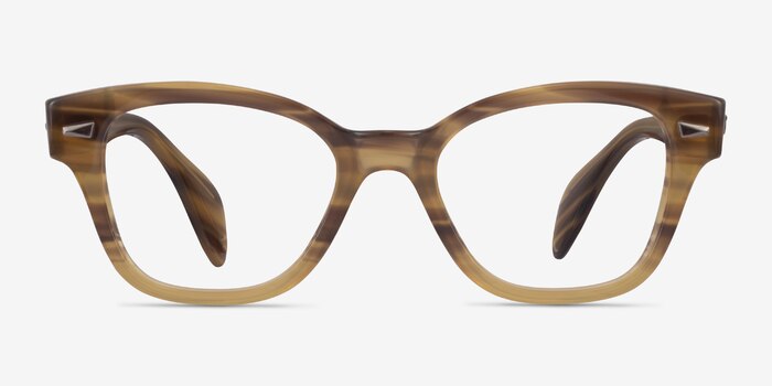 Ray-Ban RB0880 Light Brown Striped Acetate Eyeglass Frames from EyeBuyDirect